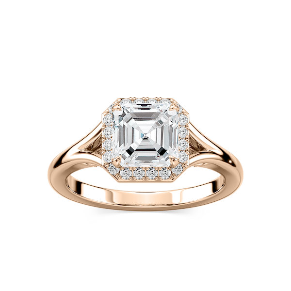 Maia Asscher Lab Grown Diamond Split Shank Halo Engagement Ring