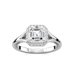 Maia Asscher Lab Grown Diamond Split Shank Halo Engagement Ring