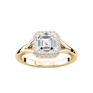 Maia Asscher Lab Grown Diamond Split Shank Halo Engagement Ring