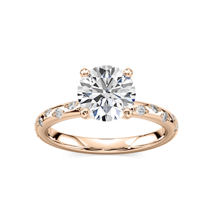 Rylee Round Lab Grown Diamond Scattered Side Stone Engagement Ring