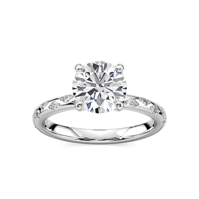 Rylee Round Lab Grown Diamond Scattered Side Stone Engagement Ring