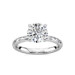 Rylee Round Lab Grown Diamond Scattered Side Stone Engagement Ring