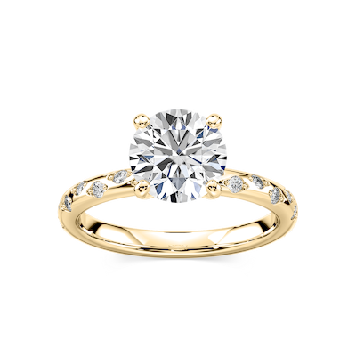Rylee Round Lab Grown Diamond Scattered Side Stone Engagement Ring