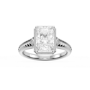 Mariana Radiant Lab Grown Diamond Vintage Milgrain Bezel Side Stone Engagement Ring