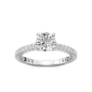 Marilyn Lab Grown Diamond Prong Set with Sculpted Eternity Profile Side Stone Engagement Ring