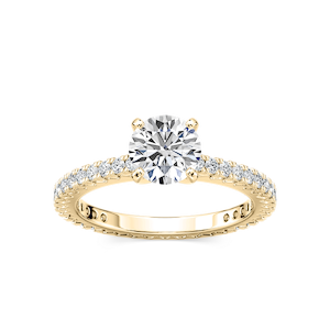 Marilyn Lab Grown Diamond Prong Set with Sculpted Eternity Profile Side Stone Engagement Ring
