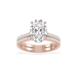 Marjorie 3 ½ ctw Oval Lab Grown Diamond Classic Prong Hidden Halo Wedding Set  