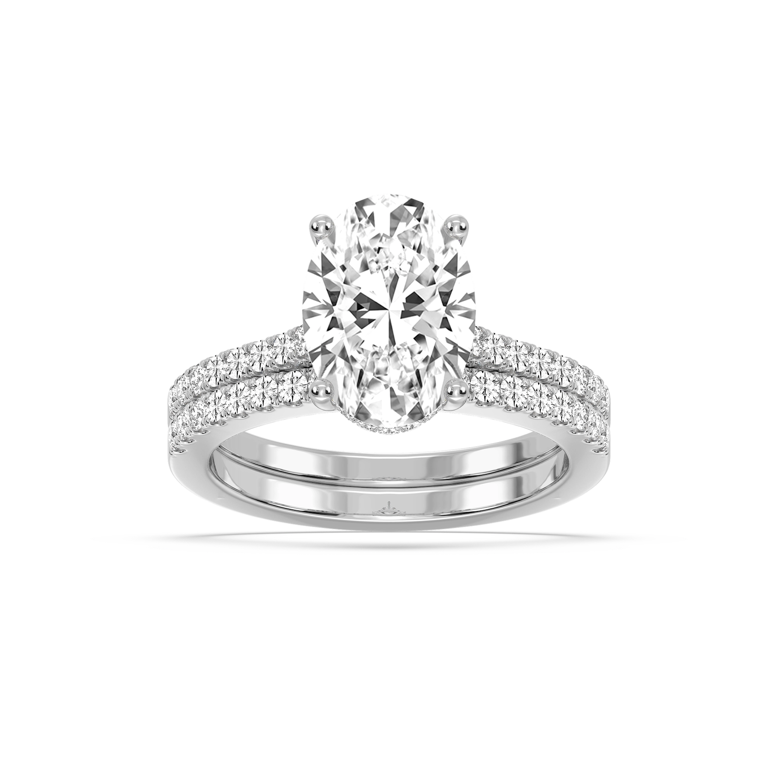 Marjorie 3 ½ ctw Oval Lab Grown Diamond Classic Prong Hidden Halo Wedding Set  