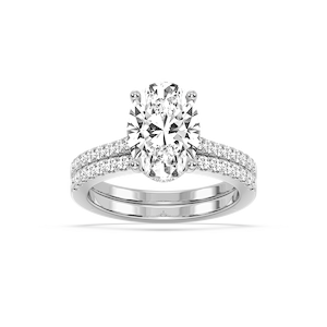 Marjorie 3 ½ ctw Oval Lab Grown Diamond Classic Prong Hidden Halo Wedding Set  