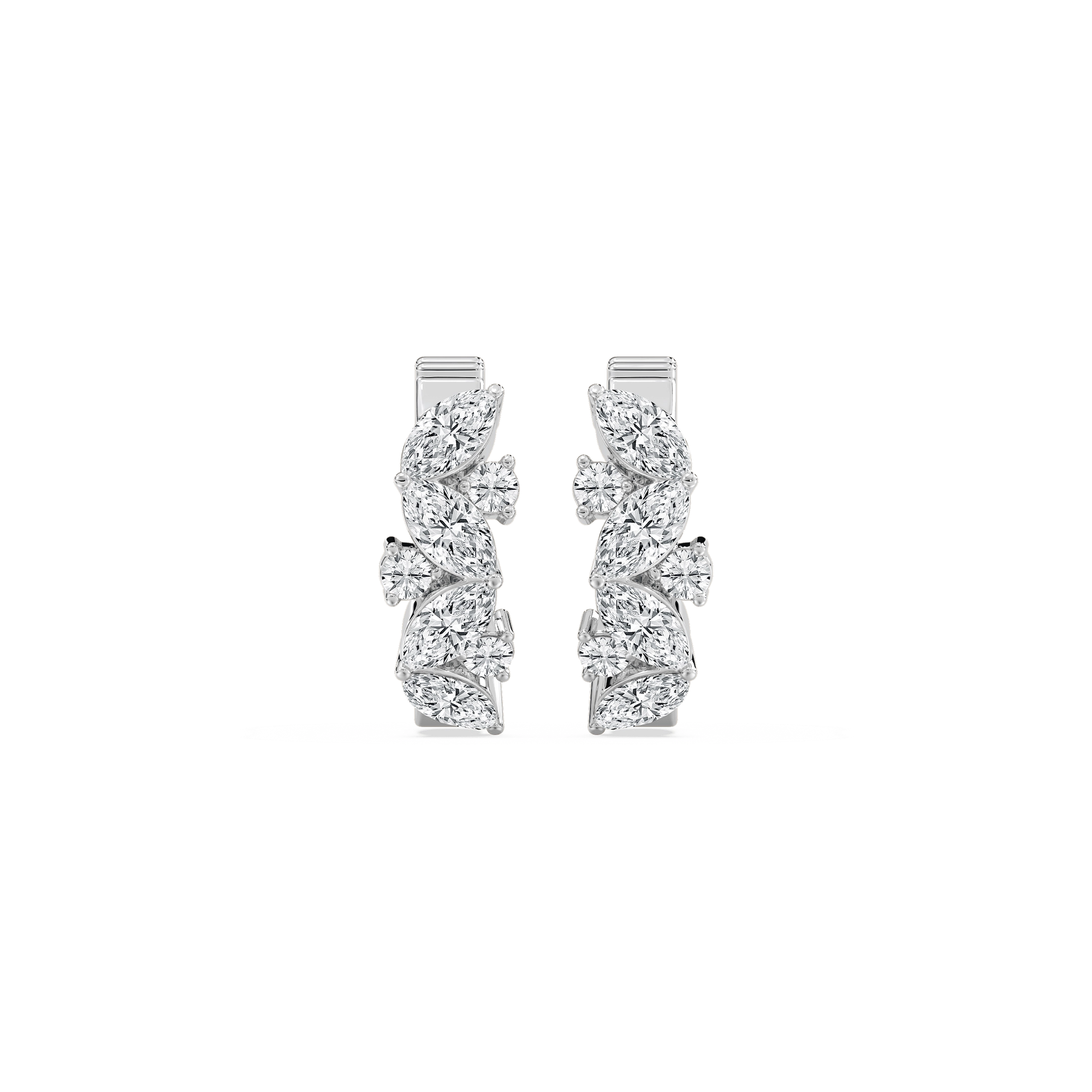 Marquise and Round Petite Hoops in Rose Gold