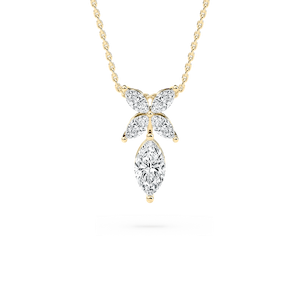 7/8 ctw Marquise Lab Grown Diamond Dewdrop Pendant  - 18 Inches