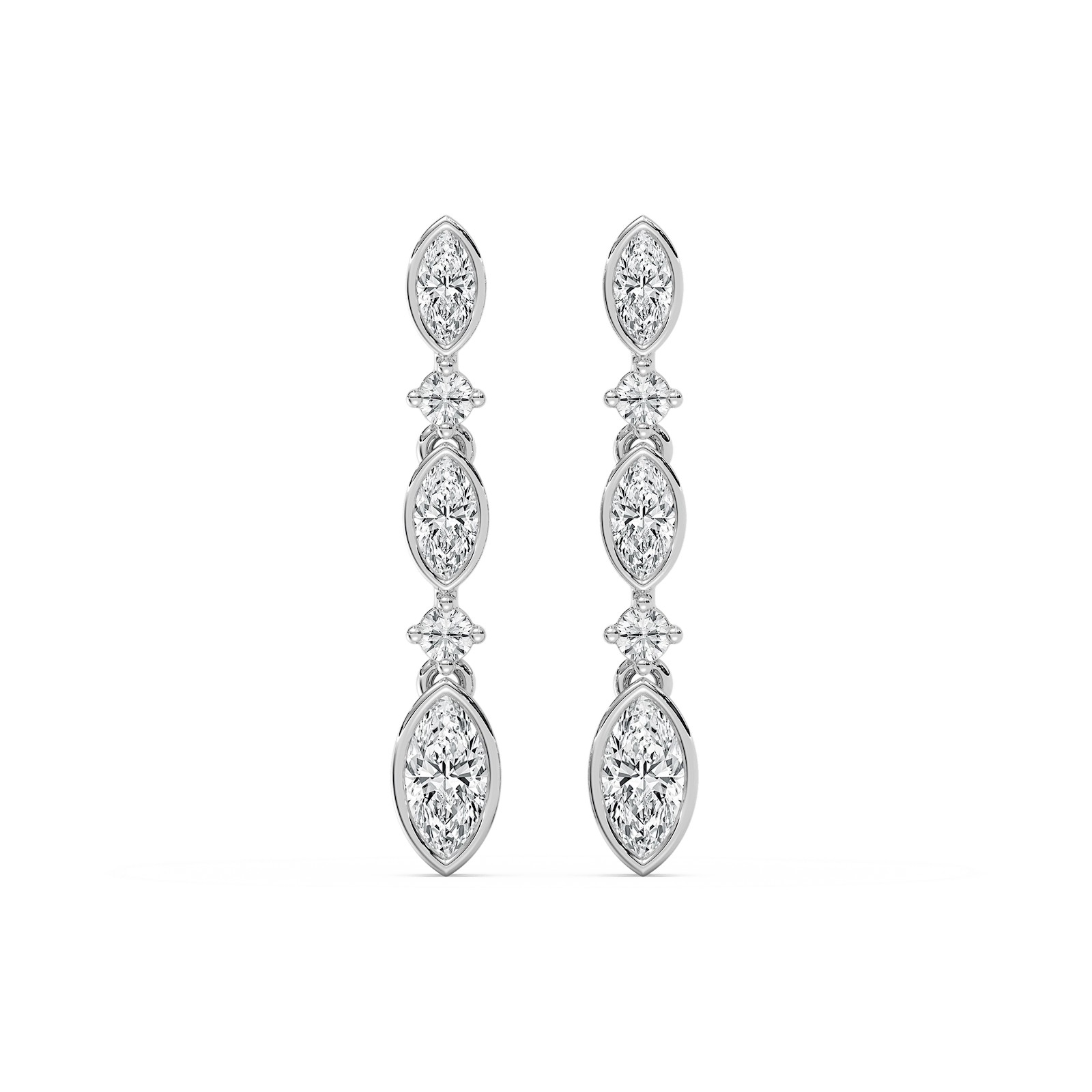 Marquise Diamond Drop Earrings in Rose Gold