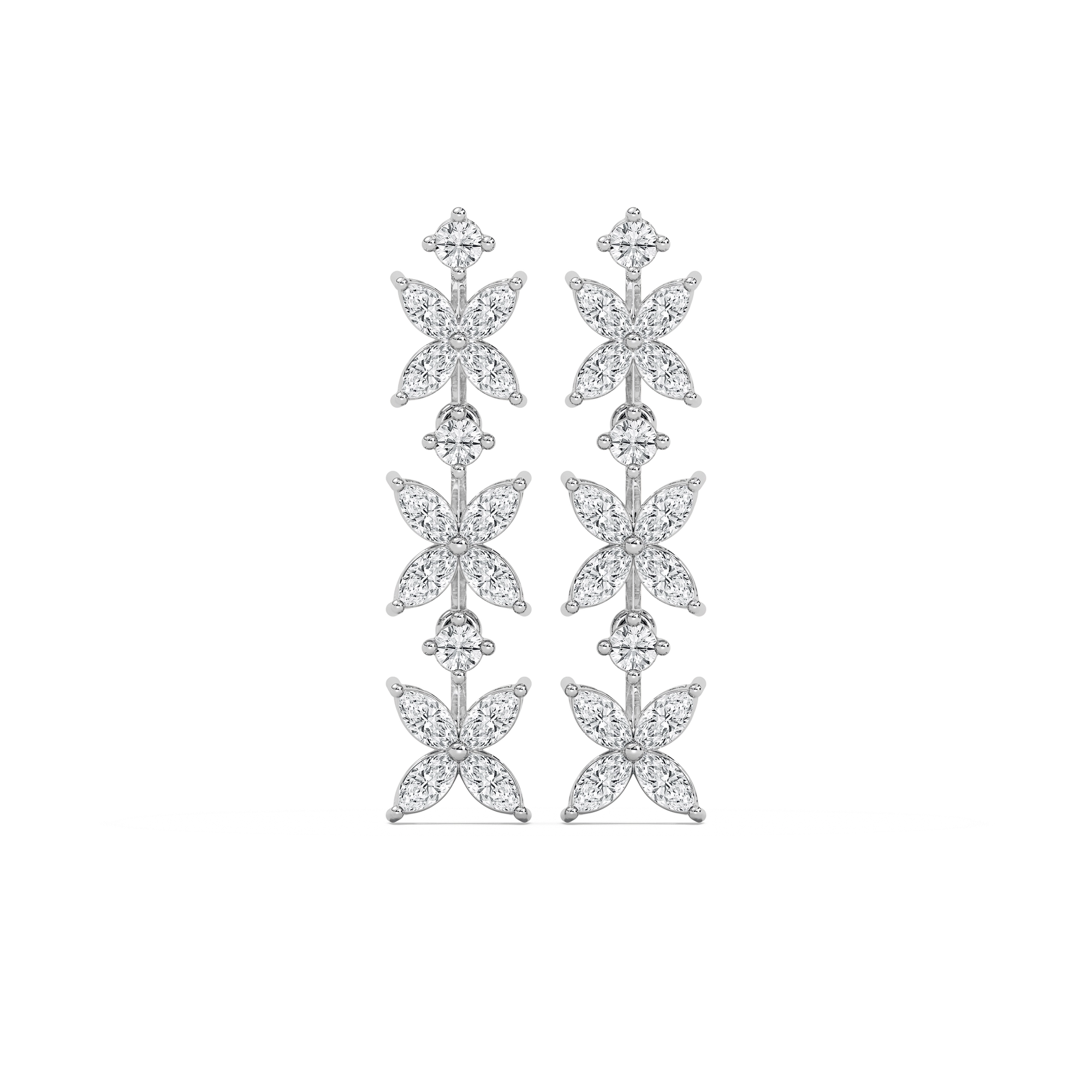 Marquise Floral Statement Earrings in 14K Rose Gold