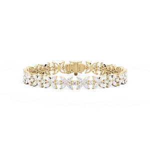 7 ¹⁄₃ ctw Marquise and Round Lab Grown Diamond Floral Bracelet  - 7 Inches