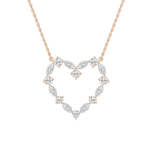 7/8 ctw Marquise and Round Lab Grown Diamond Heart Pendant - 18 Inches