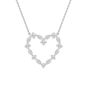 7/8 ctw Marquise and Round Lab Grown Diamond Heart Pendant - 18 Inches