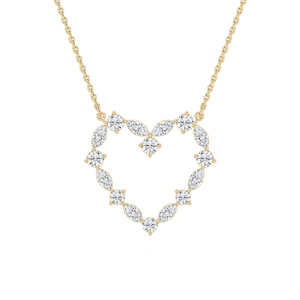 7/8 ctw Marquise and Round Lab Grown Diamond Heart Pendant - 18 Inches