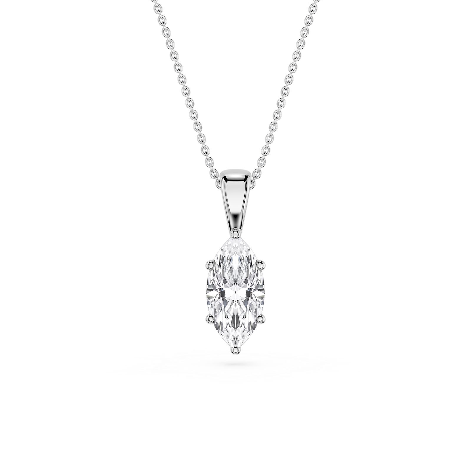 Marquise Lab Grown Diamond 6-Prong Bail Solitaire Pendant - 16 to 18 Inches