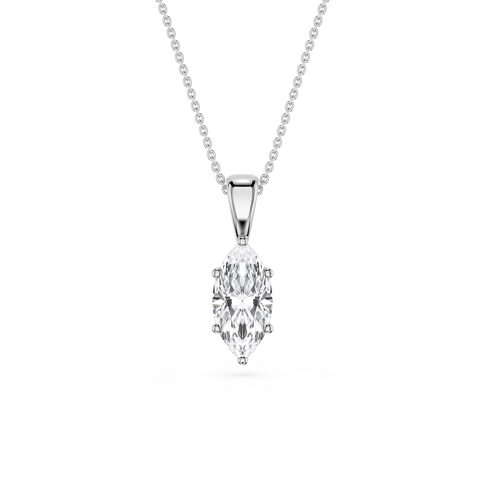 Marquise Lab Grown Diamond 6-Prong Bail Solitaire Pendant - 16 to 18 Inches