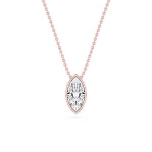 Marquise Lab Grown Diamond Bezel Solitaire Pendant - 18 Inches