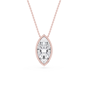 Marquise Lab Grown Diamond Bezel Solitaire Pendant - 18 Inches