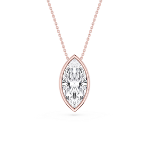 Marquise Lab Grown Diamond Bezel Solitaire Pendant - 18 Inches