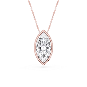 Marquise Lab Grown Diamond Bezel Solitaire Pendant - 18 Inches