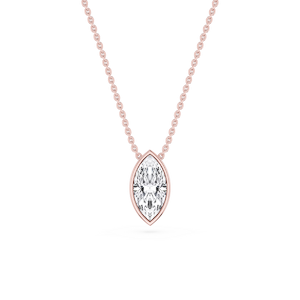 Marquise Lab Grown Diamond Bezel Solitaire Pendant - 18 Inches