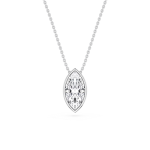 Marquise Lab Grown Diamond Bezel Solitaire Pendant - 18 Inches