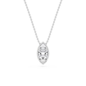 Marquise Lab Grown Diamond Bezel Solitaire Pendant - 18 Inches