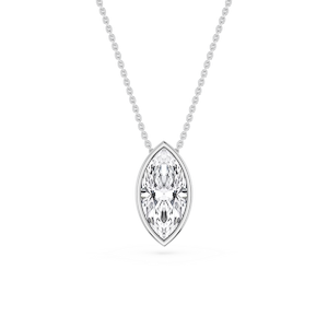 Marquise Lab Grown Diamond Bezel Solitaire Pendant - 18 Inches