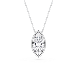 Marquise Lab Grown Diamond Bezel Solitaire Pendant - 18 Inches