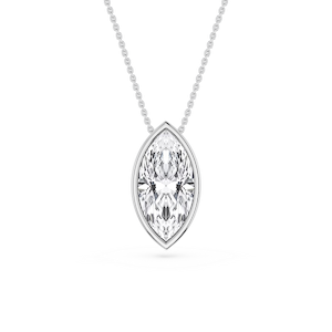 Marquise Lab Grown Diamond Bezel Solitaire Pendant - 18 Inches