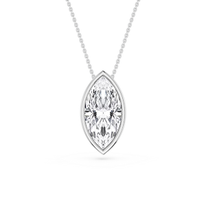Marquise Lab Grown Diamond Bezel Solitaire Pendant - 18 Inches