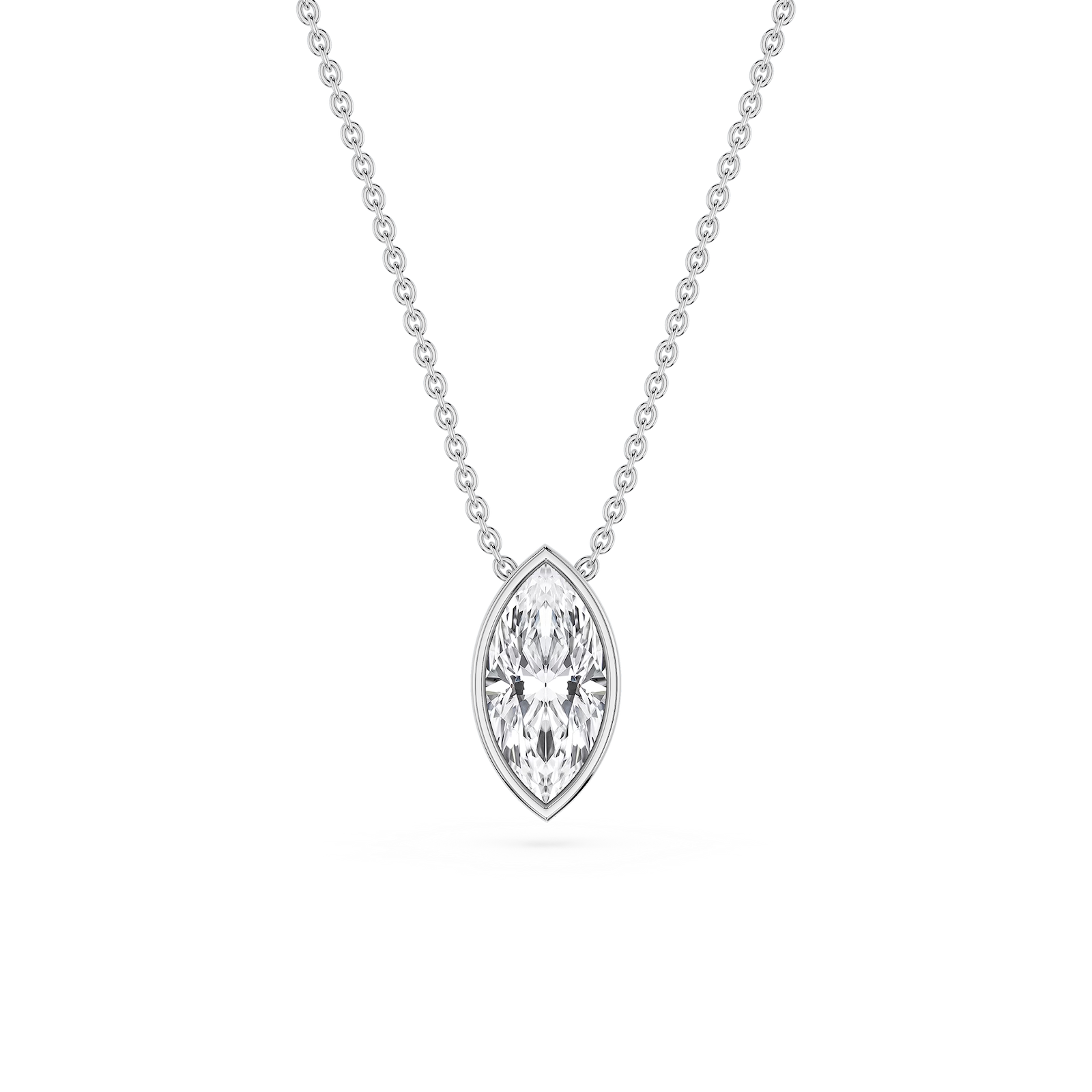 Marquise Lab Grown Diamond Bezel Solitaire Pendant - 18 Inches