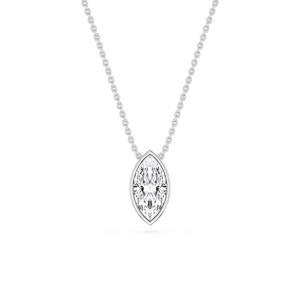 Marquise Lab Grown Diamond Bezel Solitaire Pendant - 18 Inches