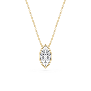 Marquise Lab Grown Diamond Bezel Solitaire Pendant - 18 Inches
