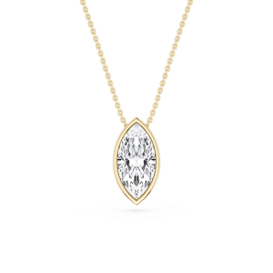 Marquise Lab Grown Diamond Bezel Solitaire Pendant - 18 Inches