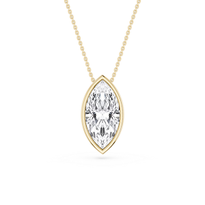 Marquise Lab Grown Diamond Bezel Solitaire Pendant - 18 Inches