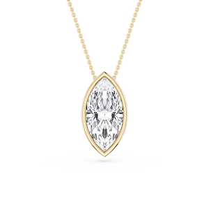 Marquise Lab Grown Diamond Bezel Solitaire Pendant - 18 Inches