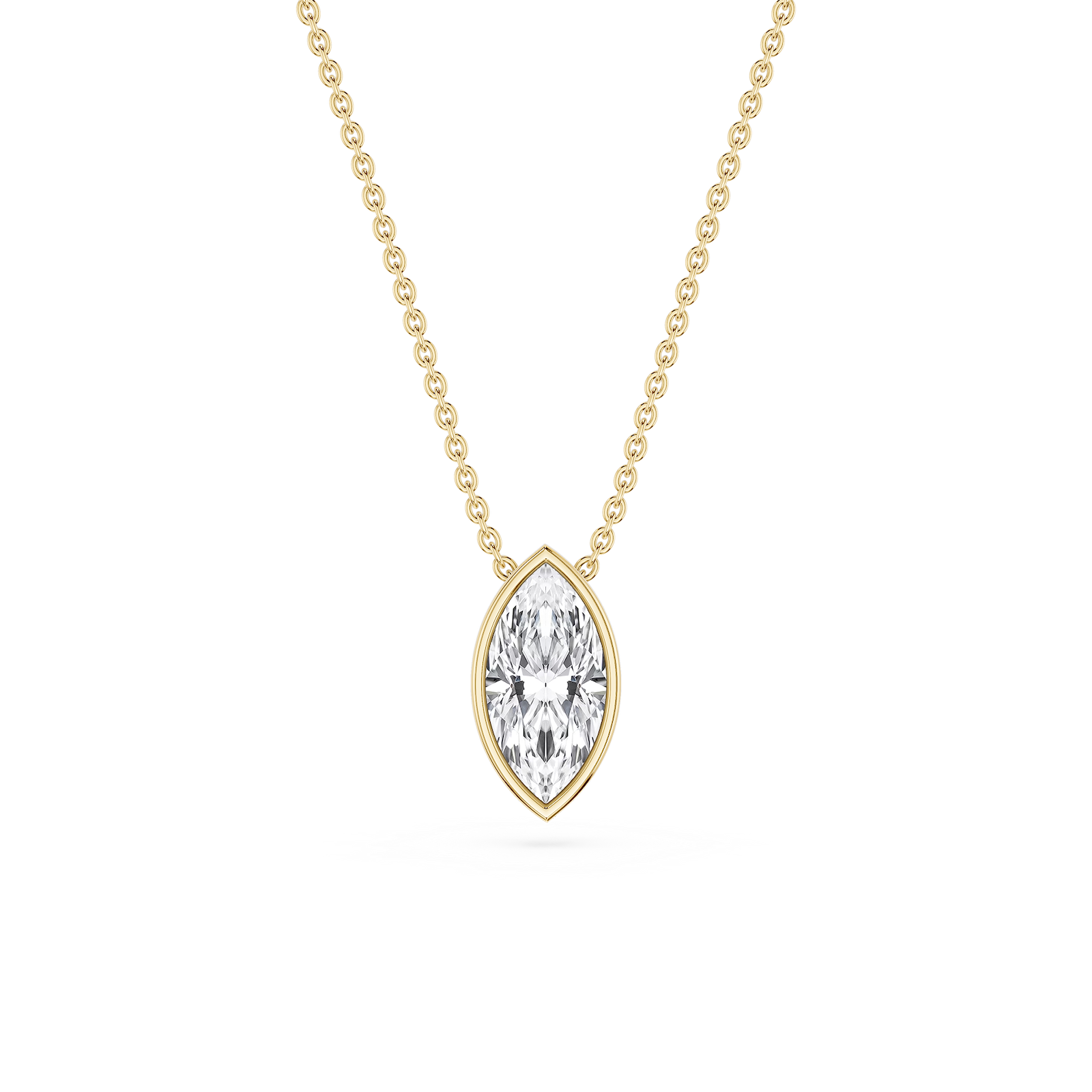 Marquise Lab Grown Diamond Bezel Solitaire Pendant - 18 Inches