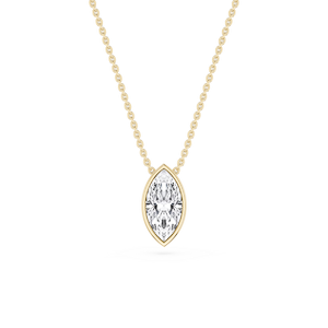 Marquise Lab Grown Diamond Bezel Solitaire Pendant - 18 Inches