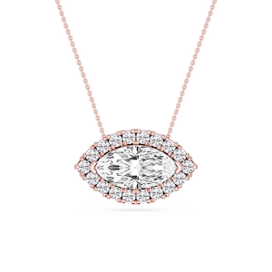 Marquise Lab Grown Diamond East West Halo Slide Pendant - 16 to 18 Inches