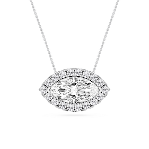 Marquise Lab Grown Diamond East West Halo Slide Pendant - 16 to 18 Inches