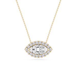 Marquise Lab Grown Diamond East West Halo Slide Pendant - 16 to 18 Inches