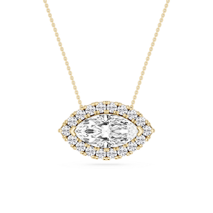 Marquise Lab Grown Diamond East West Halo Slide Pendant - 16 to 18 Inches