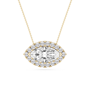 Marquise Lab Grown Diamond East West Halo Slide Pendant - 16 to 18 Inches