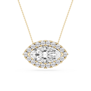 Marquise Lab Grown Diamond East West Halo Slide Pendant - 16 to 18 Inches