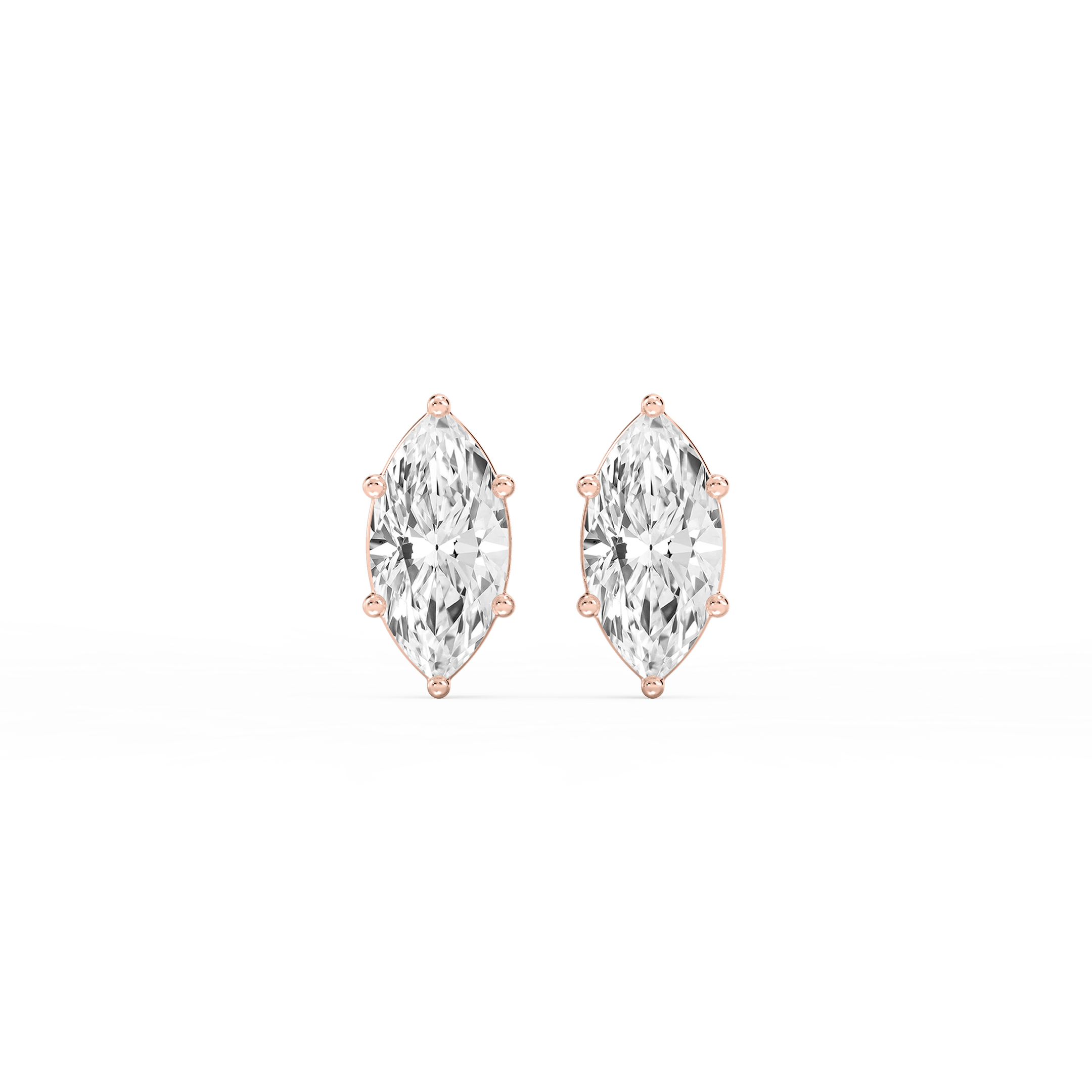 Marquise Lab Grown Diamond Six Prong Basket Stud Earrings