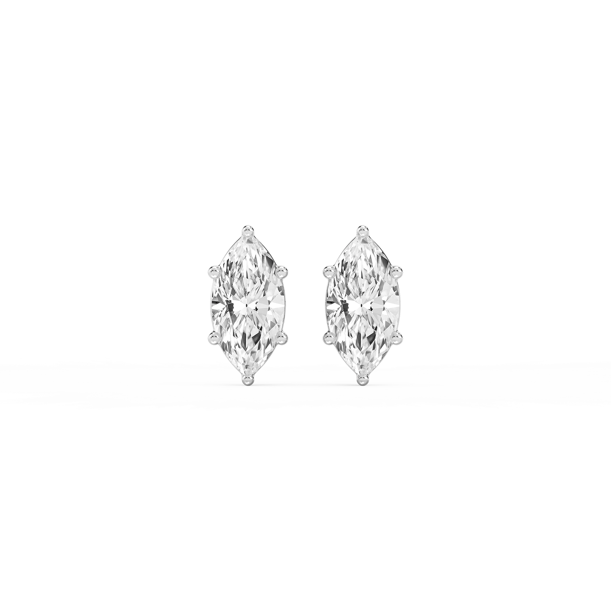 Marquise Lab Grown Diamond Six Prong Basket Stud Earrings